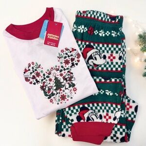 Disney Mickey Mouse Unisex Christmas Pajamas 2 Piece Set Size 10 NWT